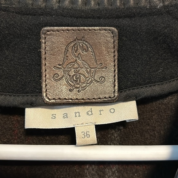 Sandro Leather And Wool Biker Jacket - Picture 2 of 14